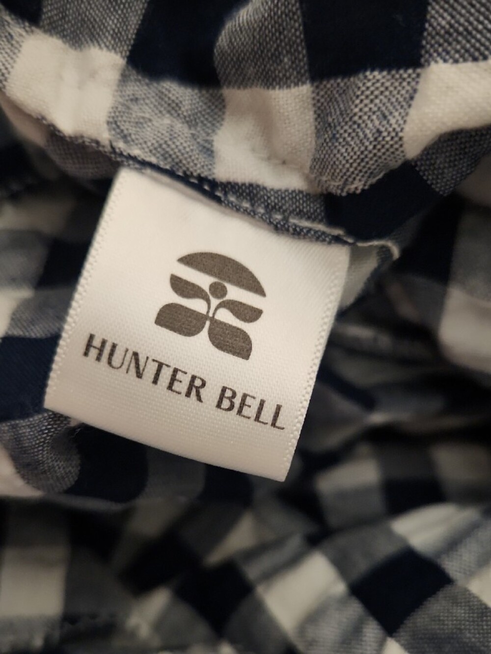 Hunter Bell Hayes Smocked High-Neck Gingham Blouse - Navy/White XSmall - Picture 8 of 12
